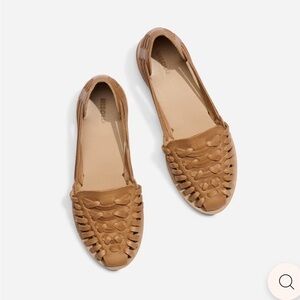 Size 6 Nisolo Tan Woven Leather Huarache Flats New with box
